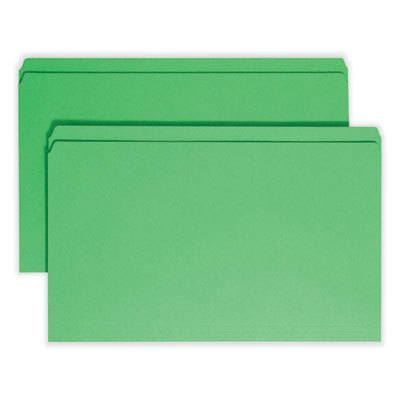 File Folders with Top Tab: Legal, Green, 100/Pack