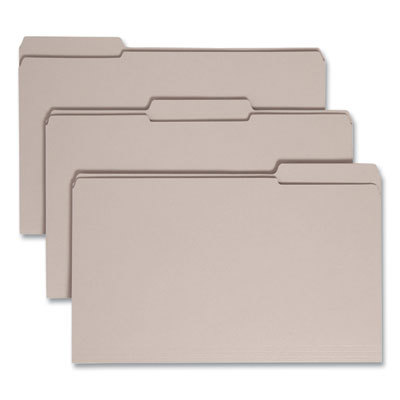 File Folders with Top Tab: Legal, Gray, 100/Pack