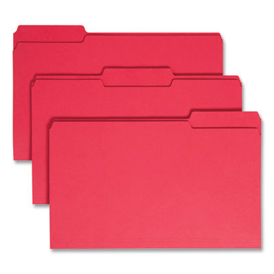 File Folders with Top Tab: Legal, Red, 100/Pack