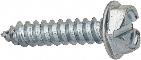 Sheet Metal Screw: #10, Hex Washer Head, Slotted