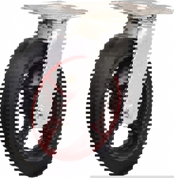 Swivel Top Plate Caster: Rubber Mold on Cast Iron, 8