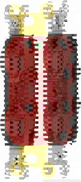 Straight Blade Receptacles; Receptacle Type: Duplex Receptacle ; Grade: Hospital ; Color: Red ; Grounding Style: Self-Grounding ; Amperage: 15.0000 ; Voltage: 125V AC