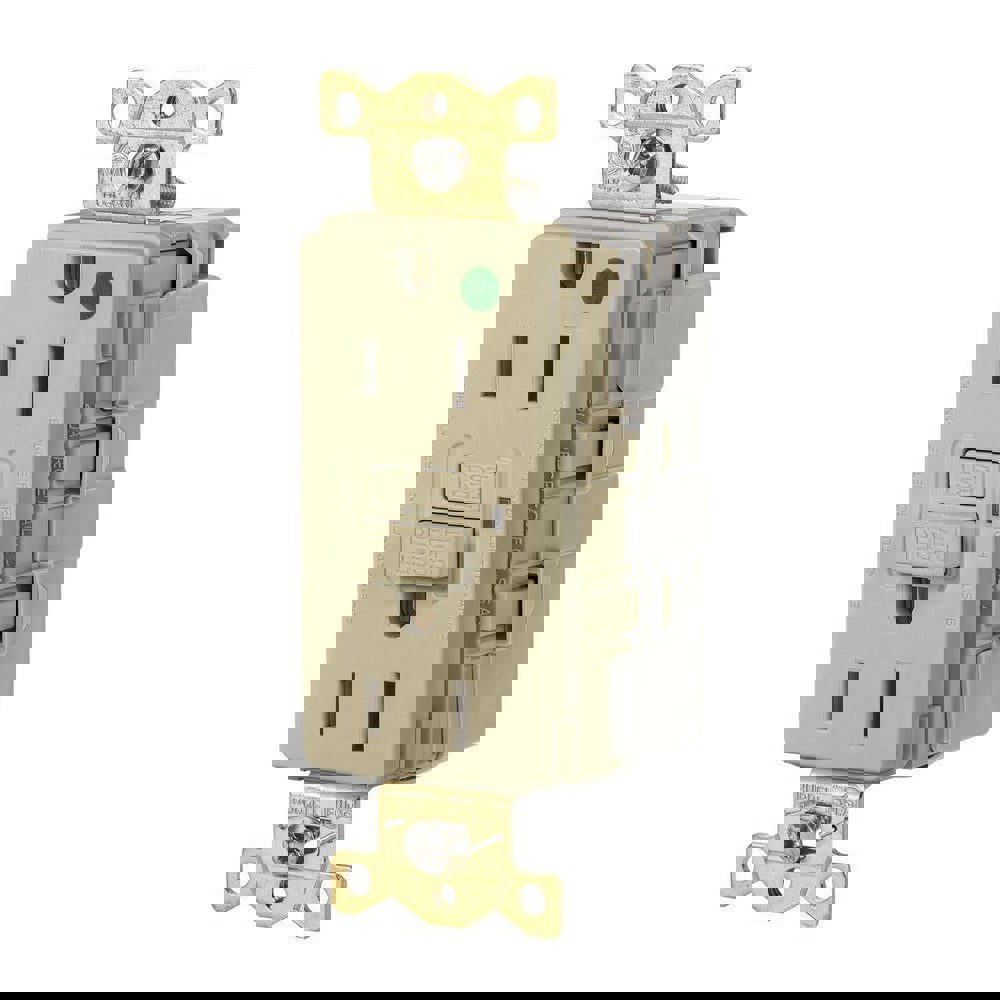 GFCI Receptacles; Grade: Commercial; Hospital ; Receptacle Type: Duplex ; NEMA Configuration: 5-15R ; Reset Type: Manual ; Wiring Method: Wiring Module ; Body Material: Nylon