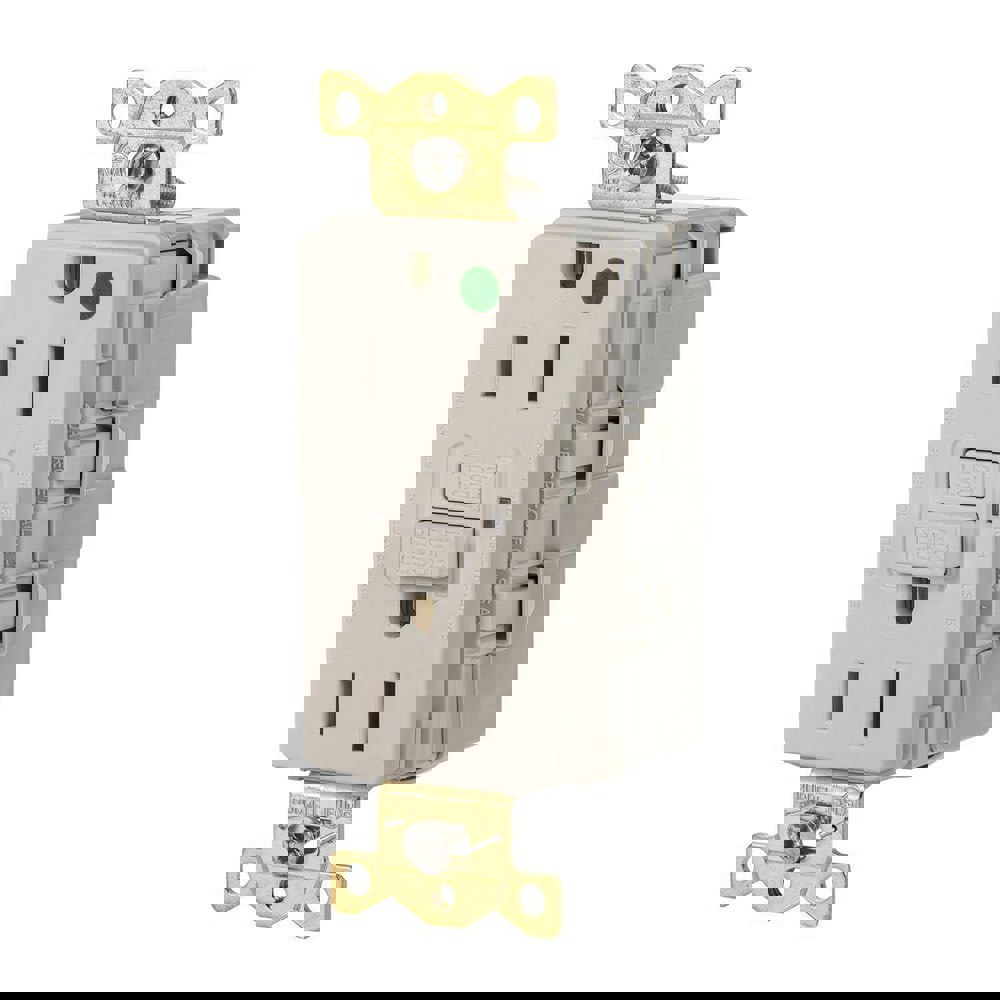 GFCI Receptacles; Grade: Commercial; Hospital ; Receptacle Type: Duplex ; NEMA Configuration: 5-15R ; Reset Type: Manual ; Wiring Method: Wiring Module ; Body Material: Nylon