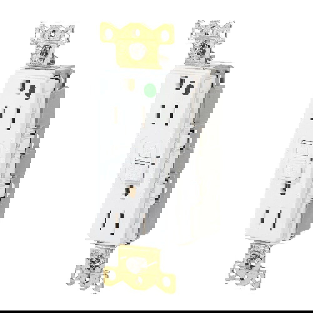 GFCI Receptacles; Grade: Commercial; Hospital ; Receptacle Type: Duplex ; NEMA Configuration: 5-15R ; Reset Type: Manual ; Wiring Method: Wiring Module ; Body Material: Nylon