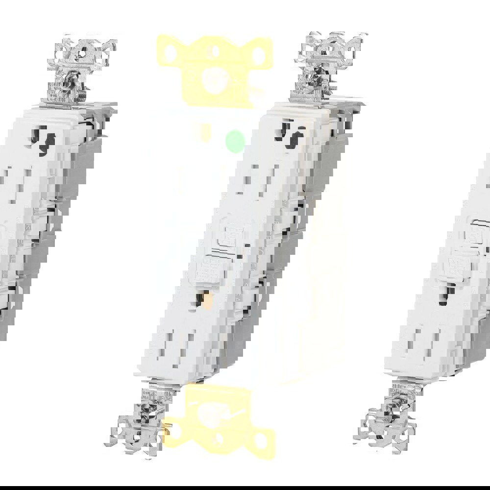 GFCI Receptacles; Grade: Commercial; Hospital ; Receptacle Type: Duplex ; NEMA Configuration: 5-20R ; Reset Type: Manual ; Wiring Method: Wiring Module ; Body Material: Nylon