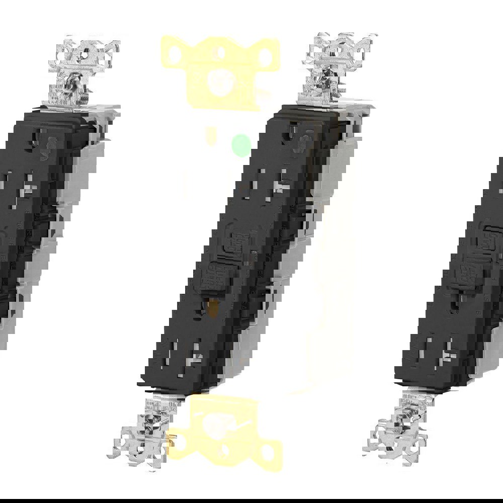 GFCI Receptacles; Grade: Commercial; Hospital ; Receptacle Type: Duplex ; NEMA Configuration: 5-20R ; Reset Type: Manual ; Wiring Method: Wiring Module ; Body Material: Nylon