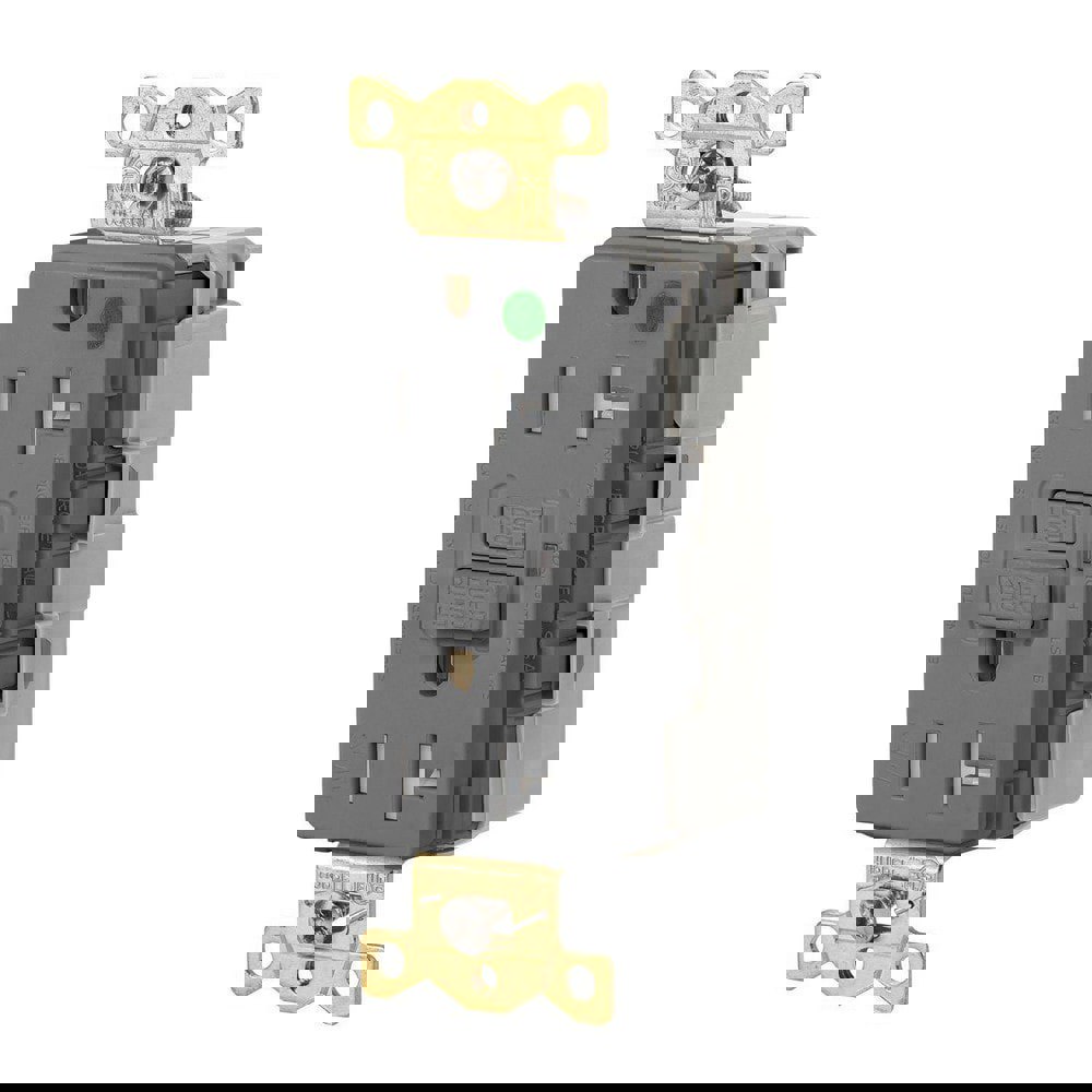 GFCI Receptacles; Grade: Commercial; Hospital ; Receptacle Type: Duplex ; NEMA Configuration: 5-20R ; Reset Type: Manual ; Wiring Method: Wiring Module ; Body Material: Nylon