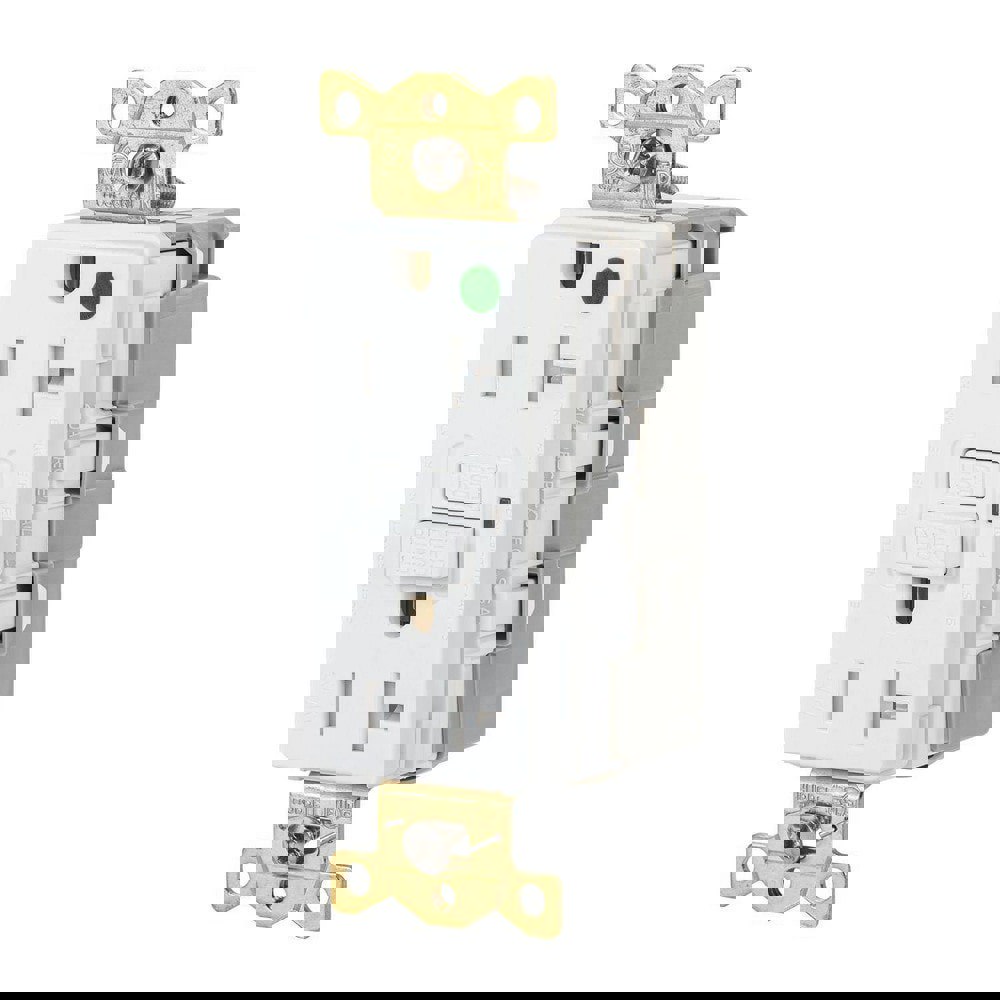 GFCI Receptacles; Grade: Commercial; Hospital ; Receptacle Type: Duplex ; NEMA Configuration: 5-20R ; Reset Type: Manual ; Wiring Method: Wiring Module ; Body Material: Nylon