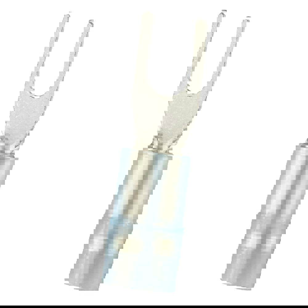 Standard Fork Terminal: Blue, Nylon, Partially Insulated, #6 Stud, Crimp