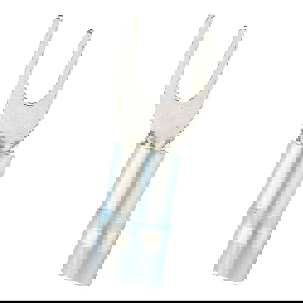 Standard Fork Terminal: Blue, Nylon, Partially Insulated, #10 Stud, Crimp