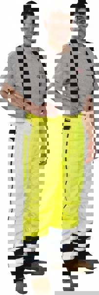 Rain Pants: Polyester, Zipper Closure, Black & Yellow, 2X-Large