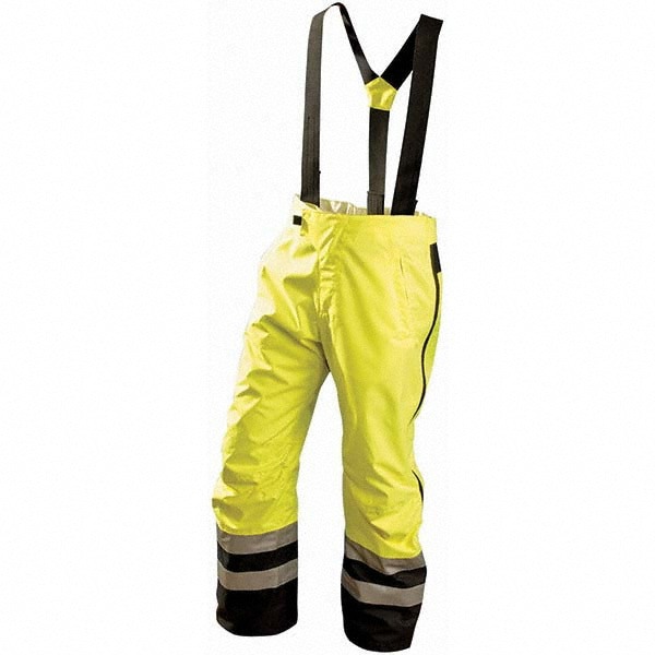 Rain Pants: Polyester, Zipper Closure, High-Visibility Yellow, 5X-Large