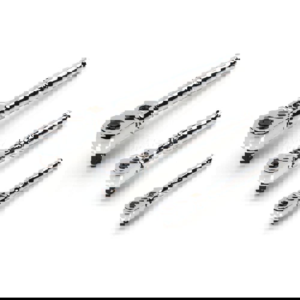 1/4, 3/8, 1/2 Inch Drive Flex Head Quick-Release Ratchet Set (3-Piece)