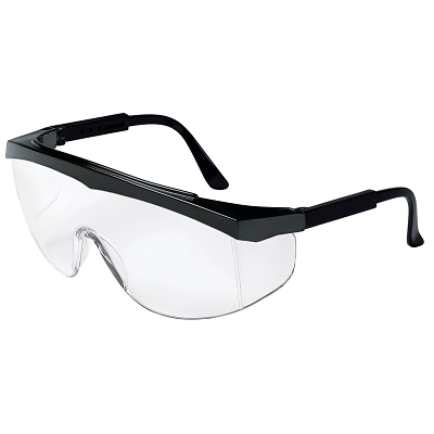Safety Glasses: Scratch-Resistant, Polycarbonate, Clear Lenses, Half-Framed