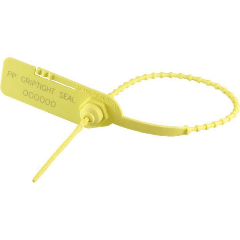 Security Seals; Type: Tamper-Evident Plastic Seal ; Overall Length (Decimal Inch): 14.00in ; Operating Length: 11in (Decimal Inch); Material: Nylon ; Color: Yellow ; Security Seal Primary Application: Security Seal