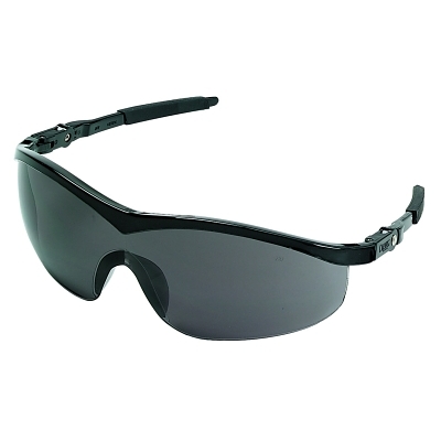 Safety Glasses: Scratch-Resistant, Polycarbonate, Gray Lenses, Half-Framed
