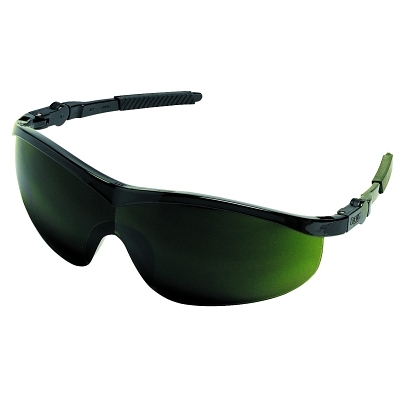 Safety Glasses: Scratch-Resistant, Polycarbonate, Green Lenses, Half-Framed
