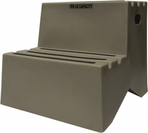 Step Stand Stool: 2 Steps, Plastic, Gray