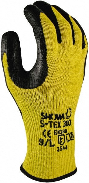 Cut-Resistant Gloves: Size M, ANSI Cut A8, Latex, Kevlar