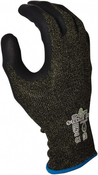 Cut & Abrasion-Resistant Gloves: Size M, ANSI Cut A5, Foam Nitrile, Polyester, Nylon, Stainless Steel & Kevlar