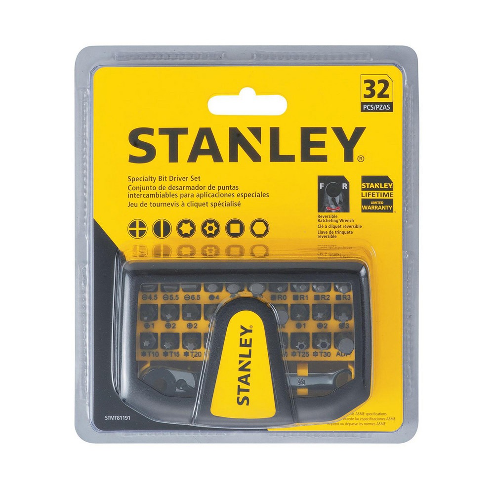 Screwdriver Bit Sets; Set Type: Bit Driver ; Tip Type: Hex; Phillips; Slotted; Spanner; Square; Star; Torx ; Container Type: Case ; Drive Size: 0.2500in ; Number Of Pieces: 32
