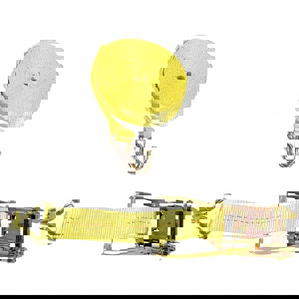 Cargo Handling & Control Devices; Product Type: Cargo Strapping ; Material: Polyester ; Release Method: Ratchet ; Tightening Method: Ratchet ; Color: Yellow ; UNSPSC Code: 24101800