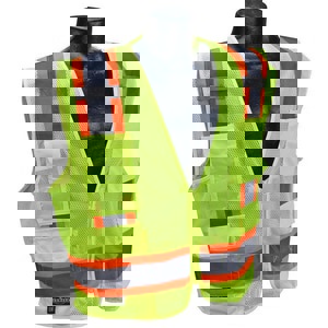 Size L Polyester Reusable Mesh Safety Vest in Hi-Viz Green