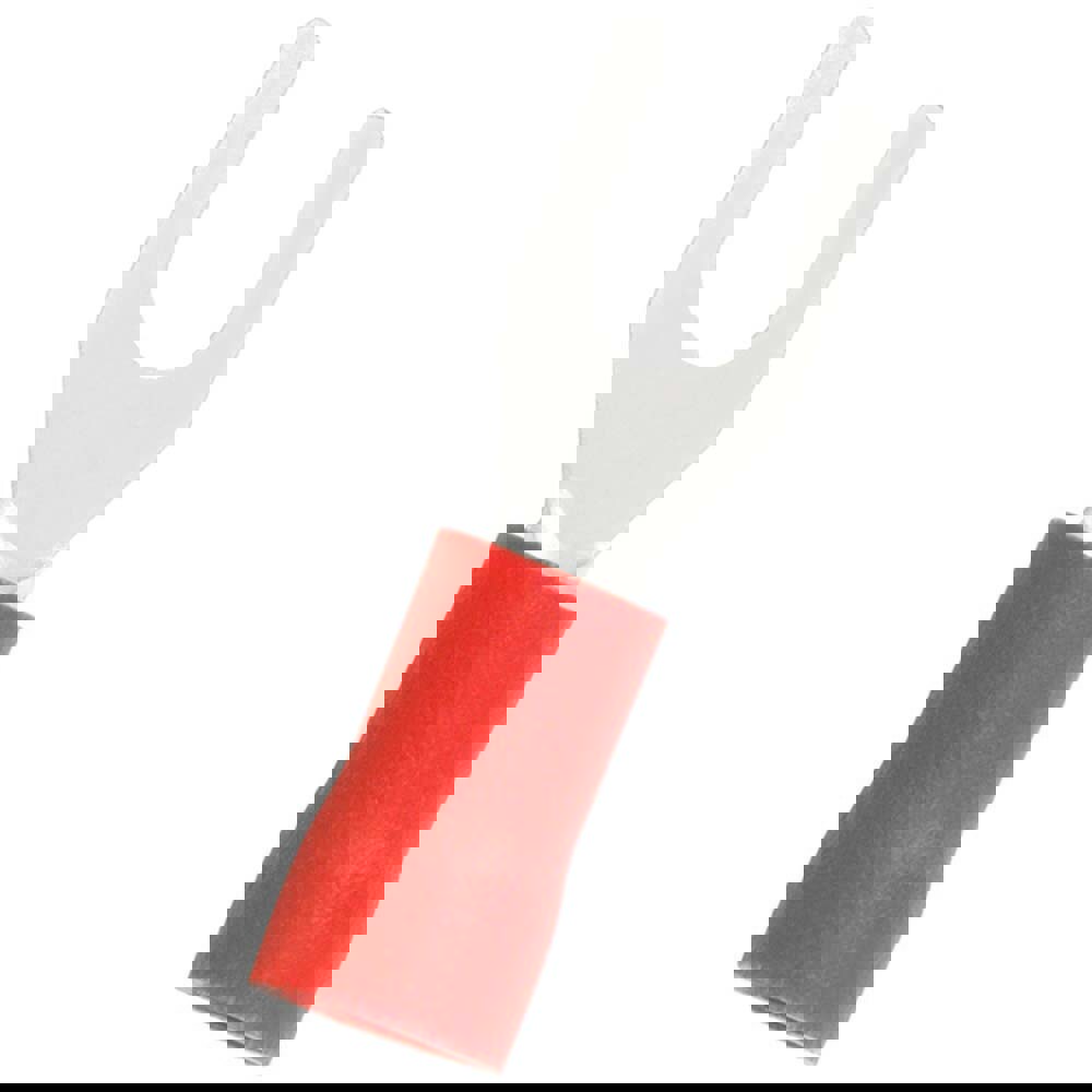 Standard Fork Terminal: Red, Vinyl, Partially Insulated, #6 Stud, Crimp