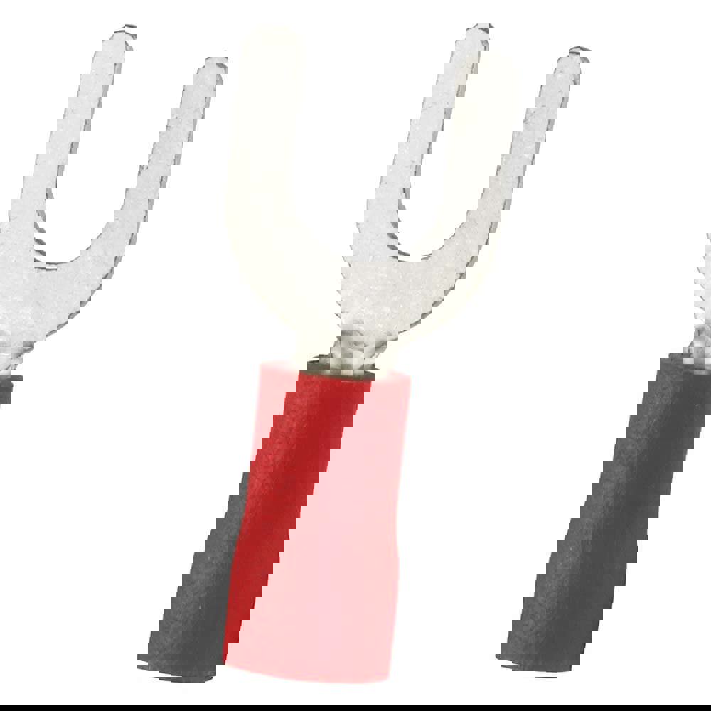 Standard Fork Terminal: Red, Vinyl, Partially Insulated, #10 Stud, Crimp