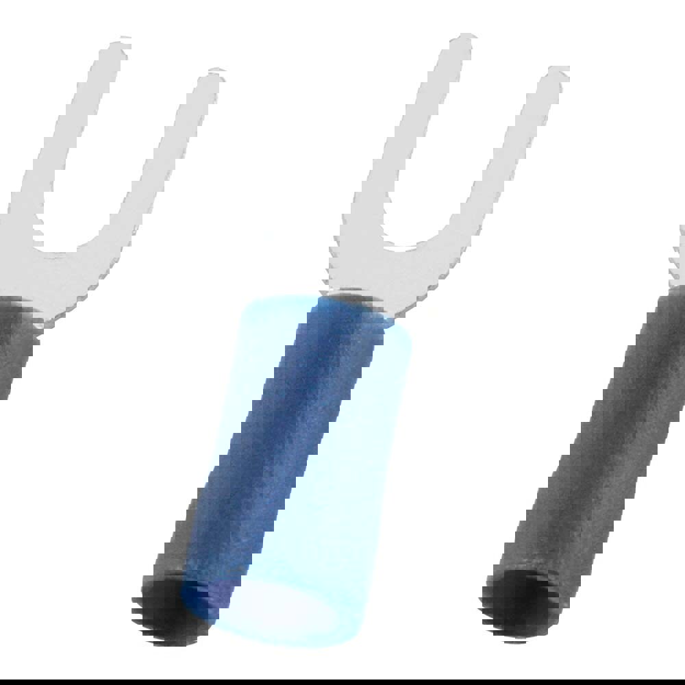 Standard Fork Terminal: Blue, Vinyl, Partially Insulated, #10 Stud, Crimp