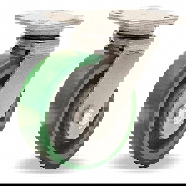 Swivel Top Plate Caster: Polyurethane Mold on to Cast Iron Center, 5