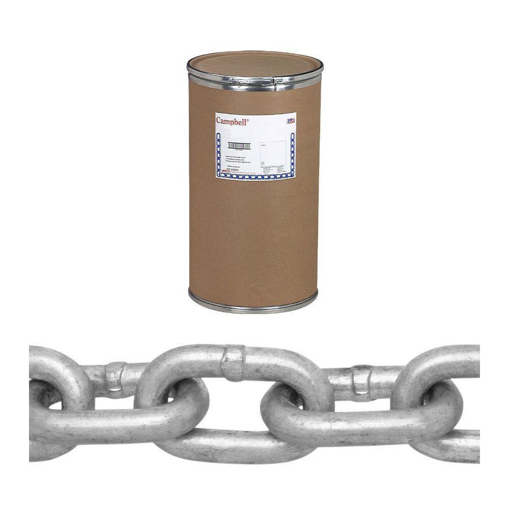 Welded Chain; Material: Steel ; Welding Type: Welded ; Finish: Galvanized ; Overall Length: 150.00ft ; Inside Width: 0.9400 ; Inside Length (Decimal Inch): 2.52