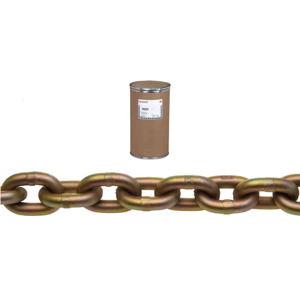 Welded Chain; Material: Steel ; Welding Type: Welded ; Finish: Yellow Chromate ; Overall Length: 400.00ft ; Inside Width: 0.5700 ; Inside Length (Decimal Inch): 1.36