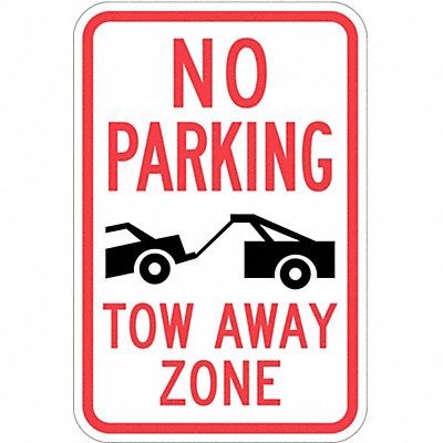 Safety Signs; Sign Type: Fire Lane ; Legend: Fire Lane No Parking Tow-Away (Sym) Zone, ; Message/Graphic: Message & Graphic ; Reflectivity: Reflective; High Intensity ; Material: Aluminum ; Thickness (Decimal Inch - 4 Decimals): 0.063