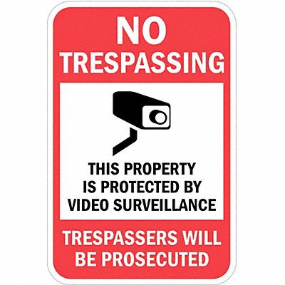 This Property is Protected By Video Surveillance Trespassers Will Be Prosecuted, Reflective Engineer Grade, 0.063 Aluminum Sign, 12Wx18H