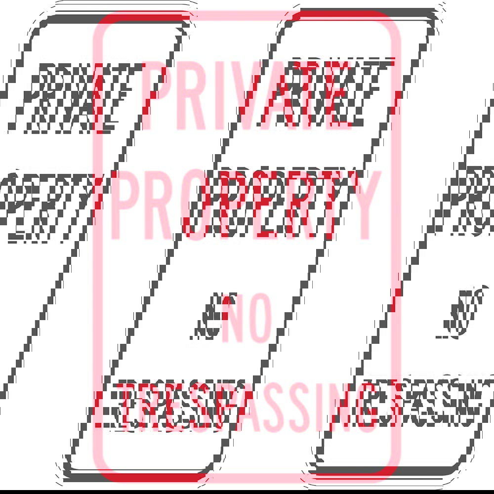 Safety Signs; Sign Type: Warning & Safety Reminder ; Legend: Private Property No Trespassing ; Message/Graphic: Message Only ; Reflectivity: Reflective; High Intensity ; Material: Aluminum ; Thickness (Decimal Inch - 4 Decimals): 0.063