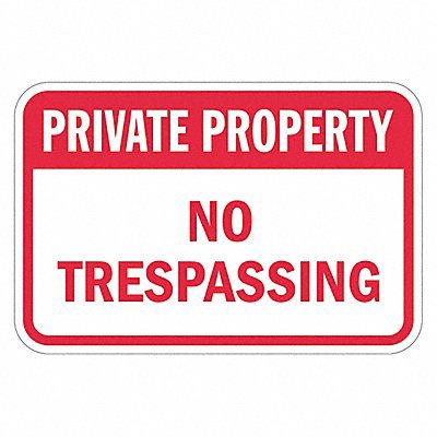 Safety Signs; Sign Type: Warning & Safety Reminder ; Sign Header: PRIVATE PROPERTY ; Legend: Private Property No Trespassing ; Message/Graphic: Message Only ; Reflectivity: Reflective; Engineer Grade ; Material: Aluminum