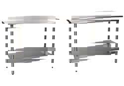 Stationary Work Table: Polished Stainless Steel