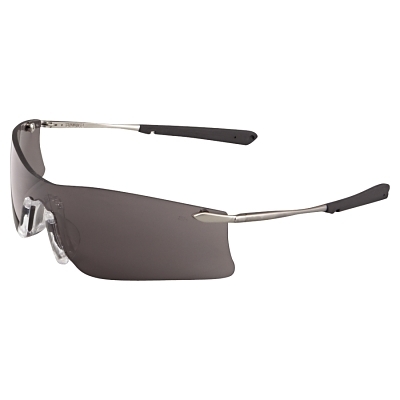 Safety Glasses: Anti-Fog, Polycarbonate, Gray Lenses, Frameless