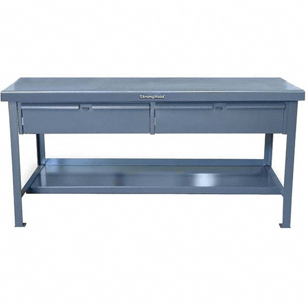 Stationary Work Table with Drawer: Gray