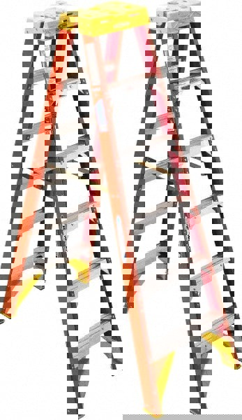 5 Step Fiberglass Foldable Step Ladder: Type IA 300 lb Capacity 6' Height