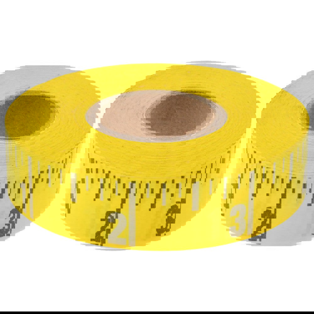 60 Ft. Long x 5/8 Inch Wide, 1/4 Inch Graduation, Yellow, Adhesive Tape Measure