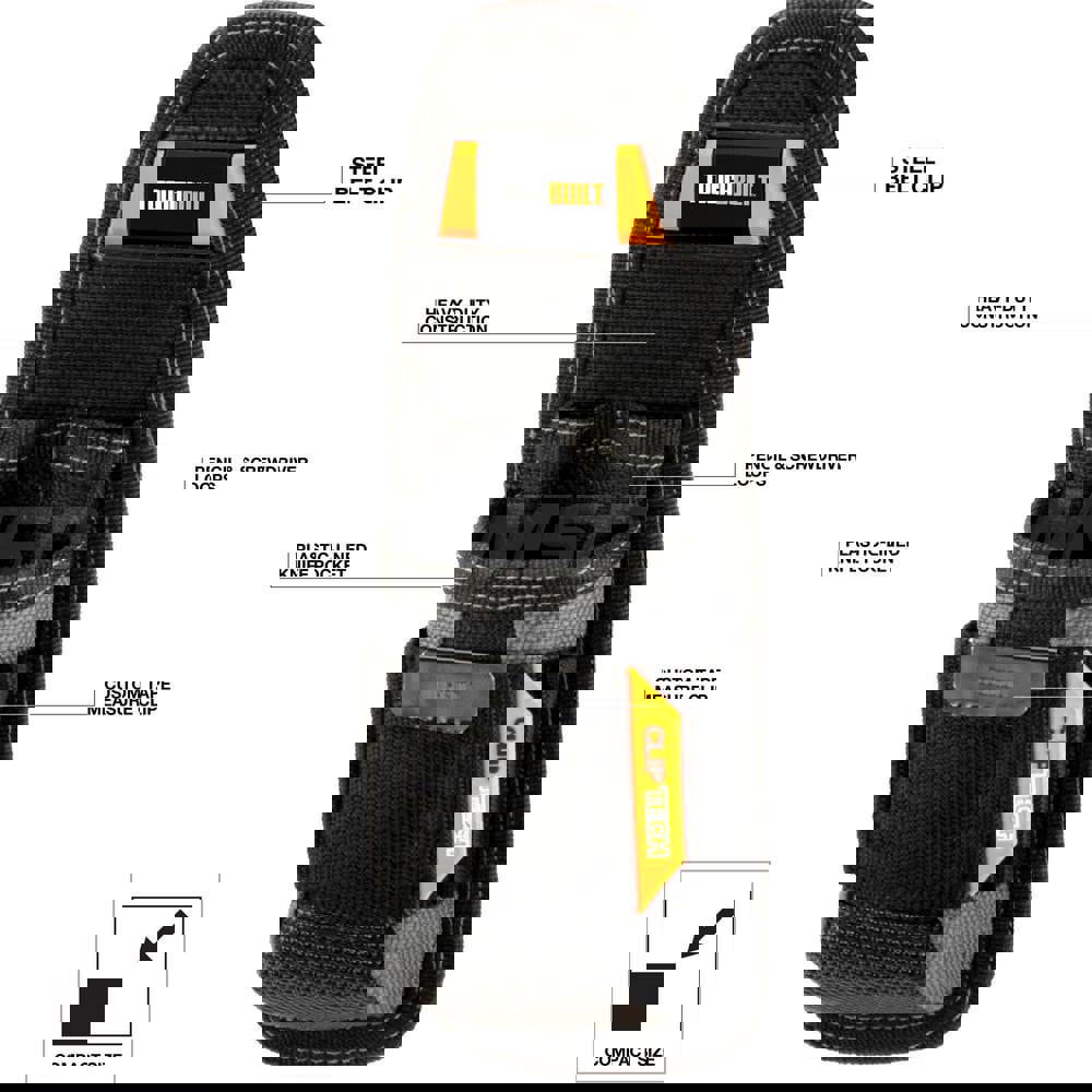 Tool Pouch: 6 Pockets, Polyester, Black