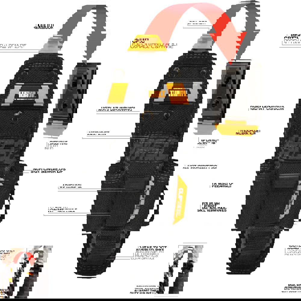 Tool Pouch: 4 Pockets, Polyester, Black