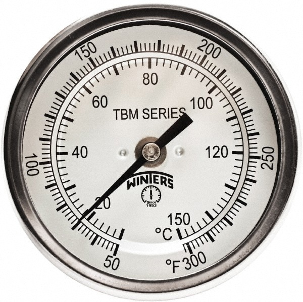 Bimetal Dial Thermometer: 0 to 300 &deg; F, 3