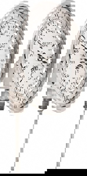 Bimetal Dial Thermometer: 0 to 250 &deg; F, 5