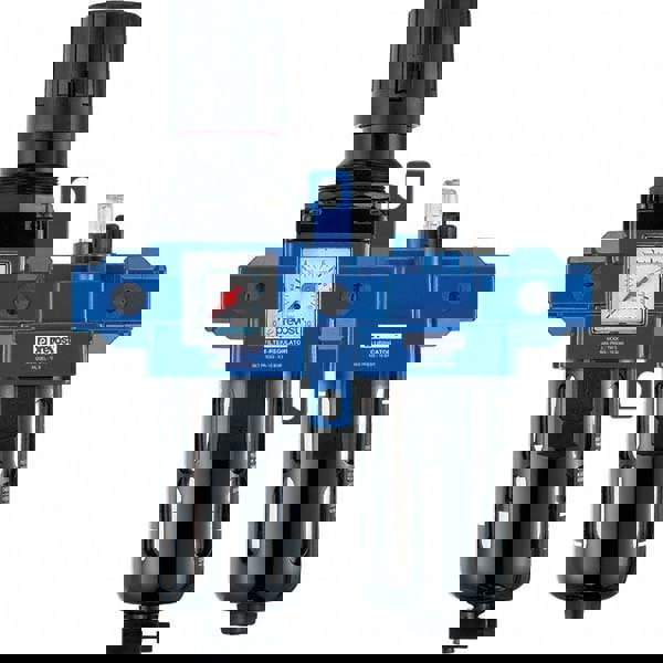 FRL Combination Unit: 1/2 NPT, Standard, 2 Pc Filter/Regulator-Lubricator with Pressure Gauge