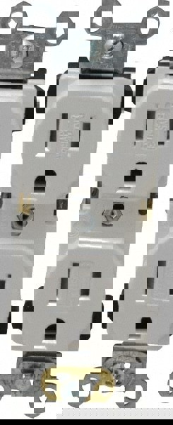 Straight Blade Duplex Receptacle: NEMA 5-15R, 15 Amps, Self-Grounding