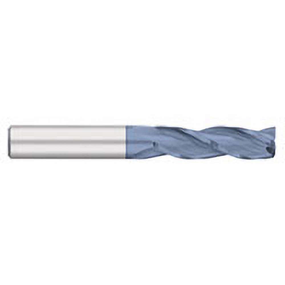 Square End Mill: 3/8'' Dia, 1'' LOC, 3/8'' Shank Dia, 4'' OAL, 3 Flutes, Solid Carbide